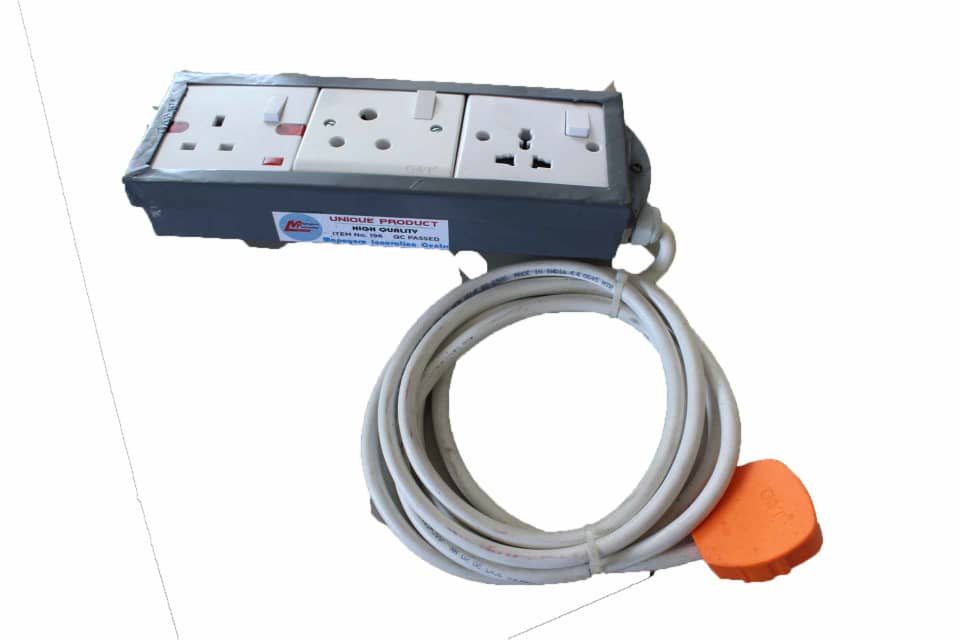 Heavy Duty Extension, 3 Sockets, 2m Cable
