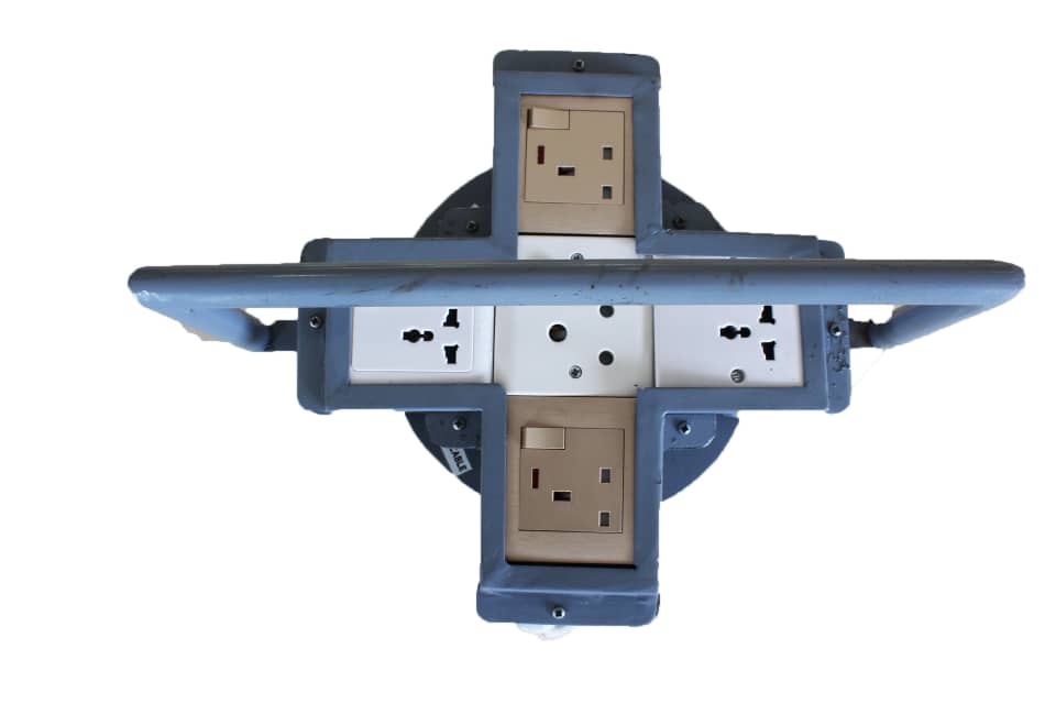 Heavy Duty Extension, 5 Socket, Cross, 10m Cable, With Turnable Roller